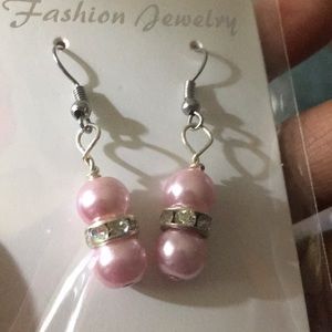 Pretty pastel pink fishhook back earrings